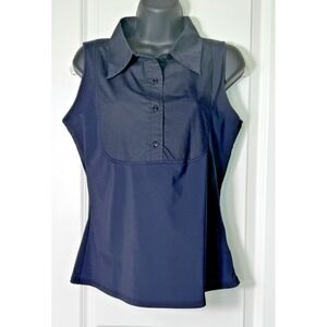 Under Cover Agent by Kathleen Kirkwood Sleeveless Collared Shirt Black Size M